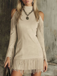 Opal – Faux Suede Fringe Mini Dress