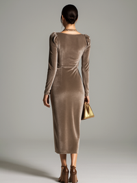 Paloma – Velvet Midi Dress with Side Slit