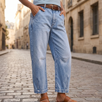 Lumière – High-Waisted Cropped Barrel Jeans
