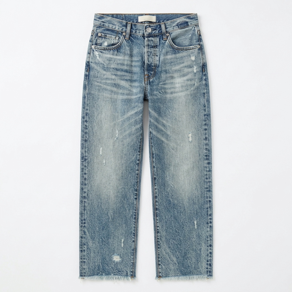 Vivara – Retro Fringed Cropped Straight-Leg Jeans