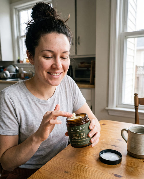 Allay customer — kitchen, scooping balm