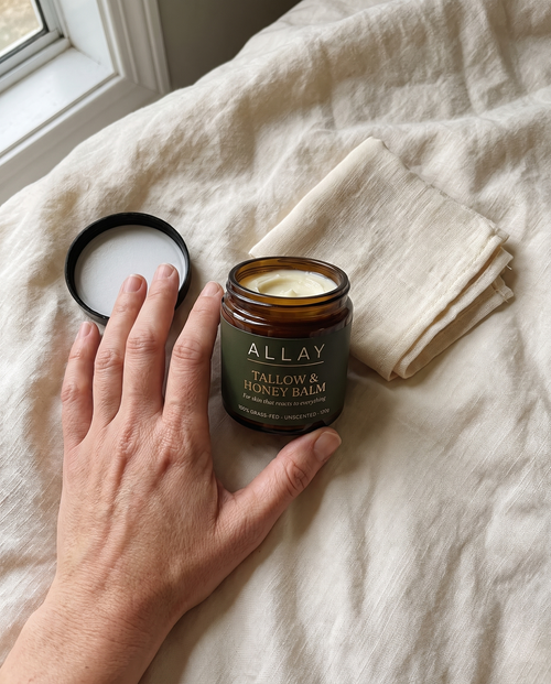 Allay flat-lay on linen