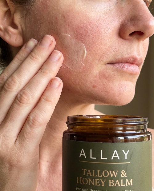 Allay applied to cheek