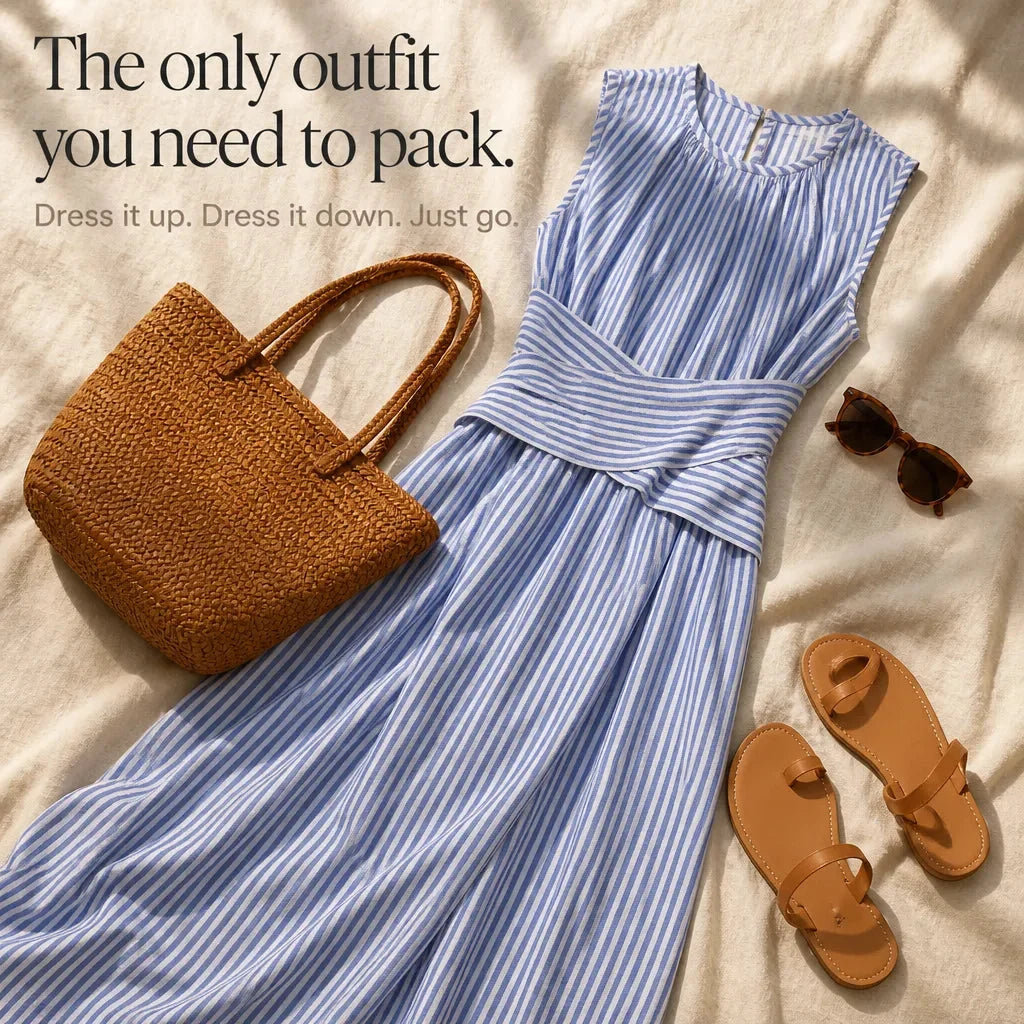 Marelle – Striped Wrap-Waist Maxi Dress
