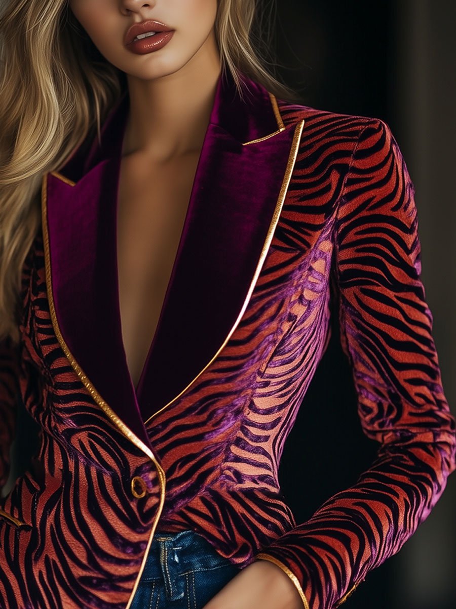 Frida – Velvet Zebra Print Blazer