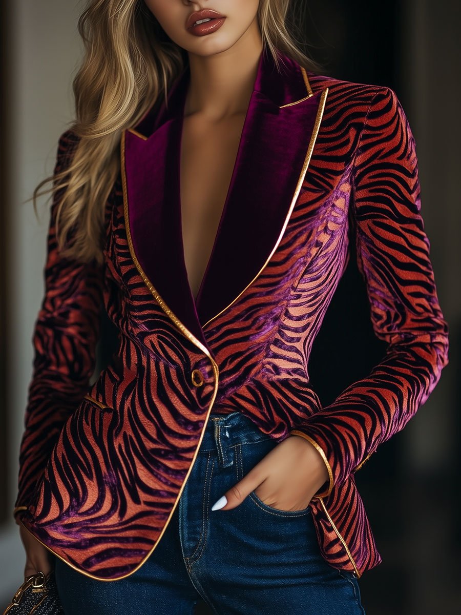 Frida – Velvet Zebra Print Blazer