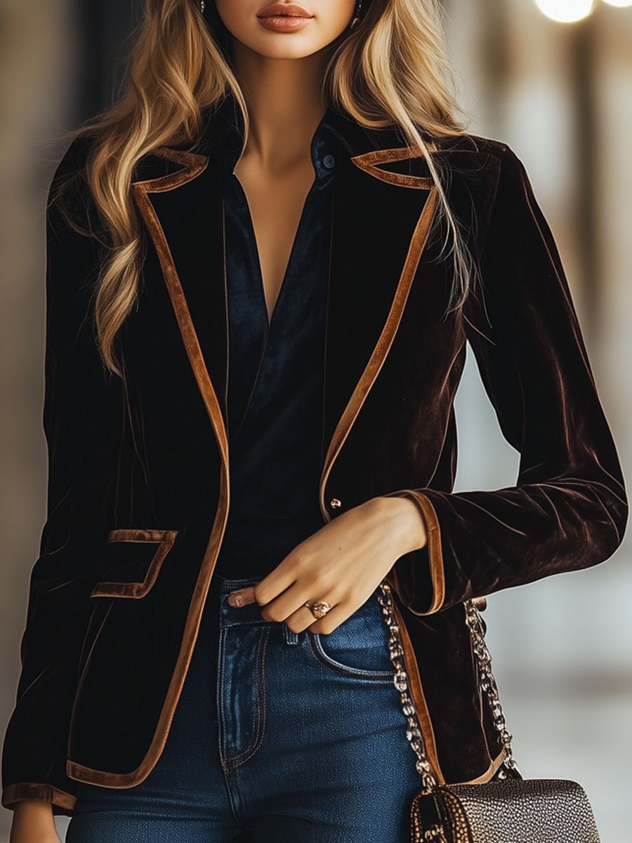 Loretta – Velvet Colorblock Blazer