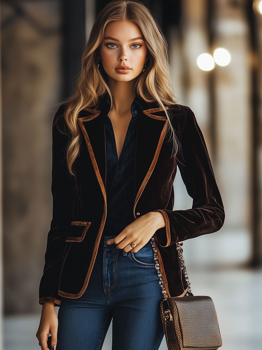 Loretta – Velvet Colorblock Blazer