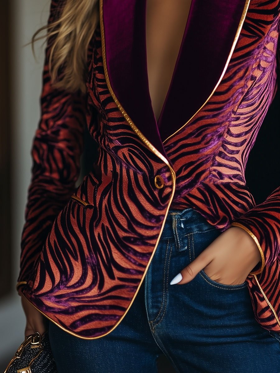 Frida – Velvet Zebra Print Blazer