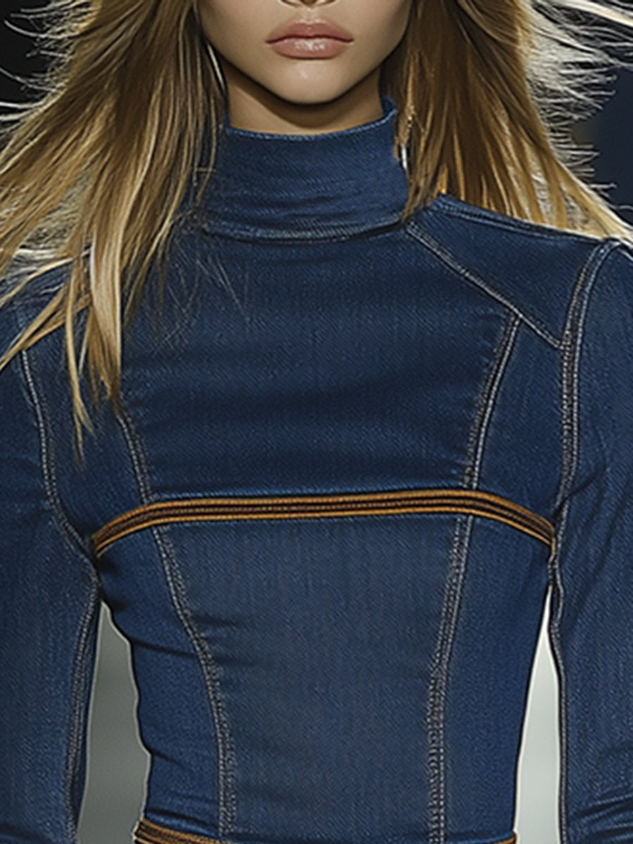 Celeste – Long-Sleeve Denim Mini Dress
