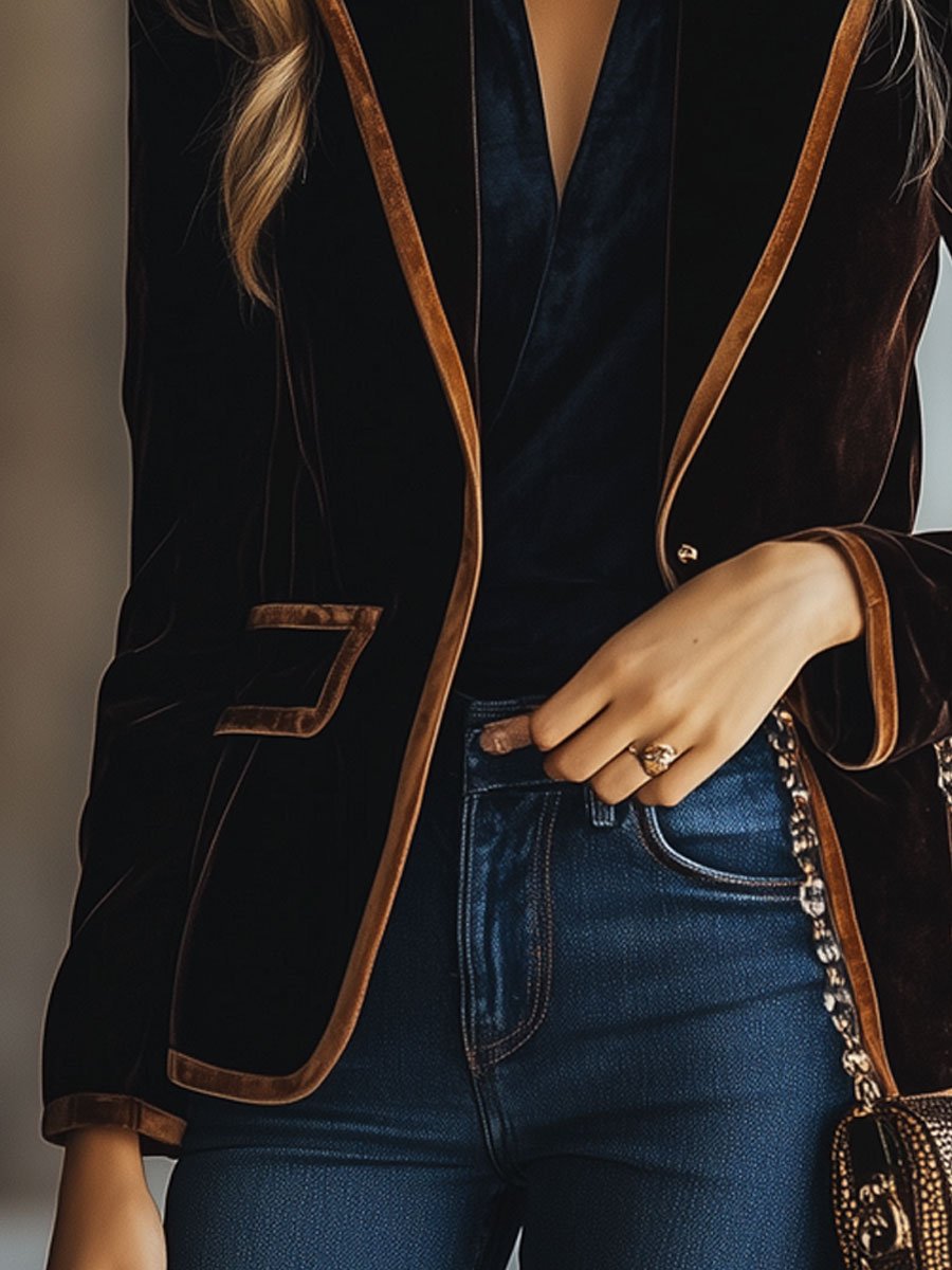 Loretta – Velvet Colorblock Blazer