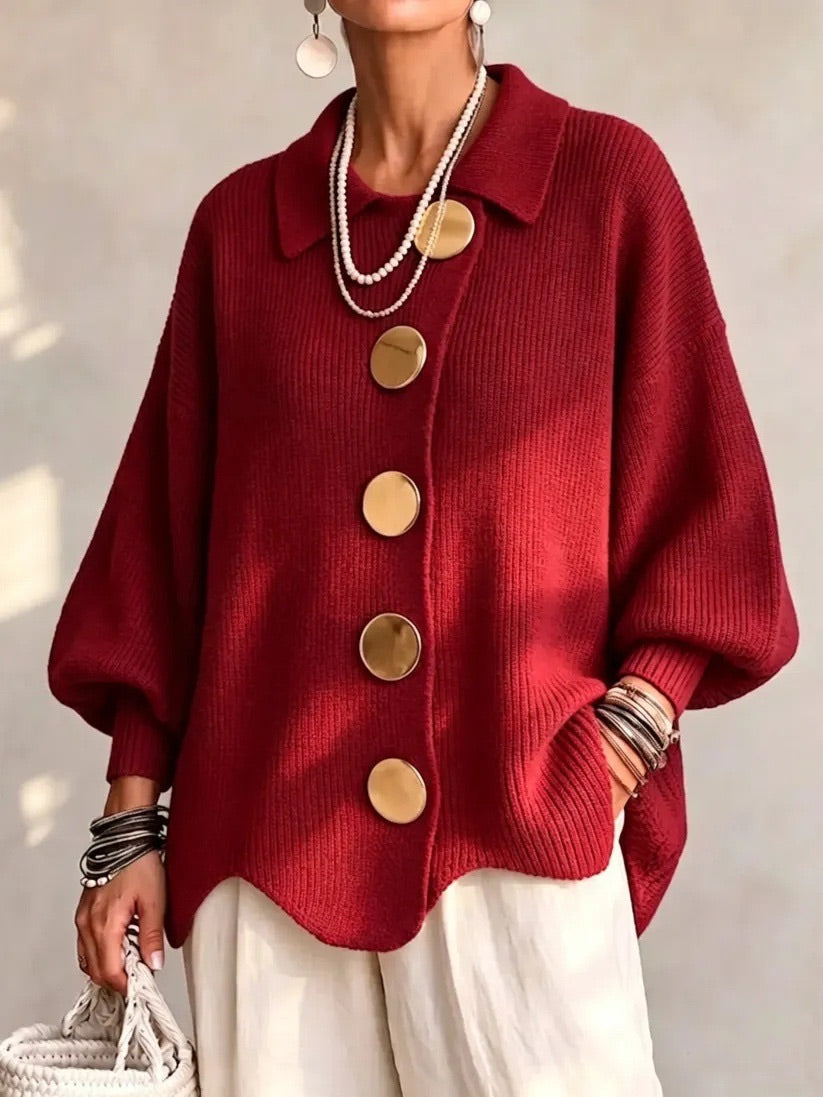Karina – Oversized Collared Button Cardigan