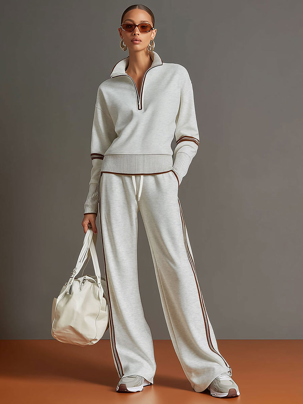 Imogen – Half-Zip Sweatshirt & Wide-Leg Pants Set