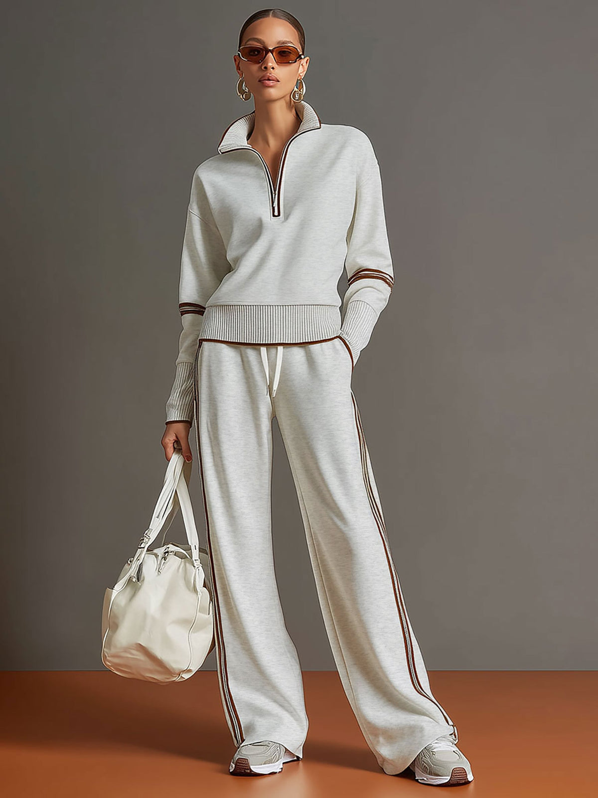 Imogen – Half-Zip Sweatshirt & Wide-Leg Pants Set