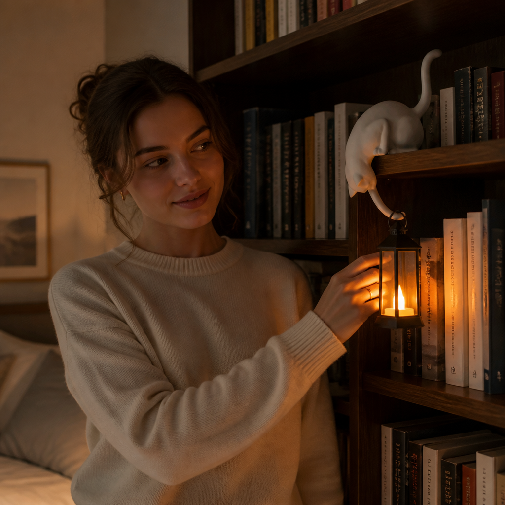 Shelf-Edge Cat LED Lantern