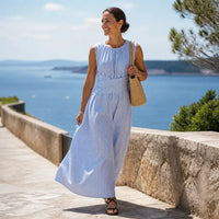 Marelle – Striped Wrap-Waist Maxi Dress