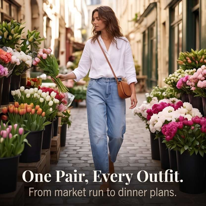 Lumière – High-Waisted Cropped Barrel Jeans