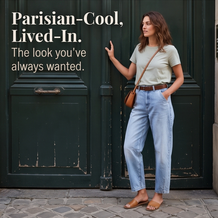 Lumière – High-Waisted Cropped Barrel Jeans