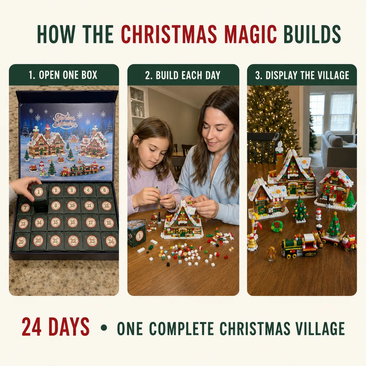 Christmas Village Advent Calendar – 24 Days of Light-Up Building Surprises