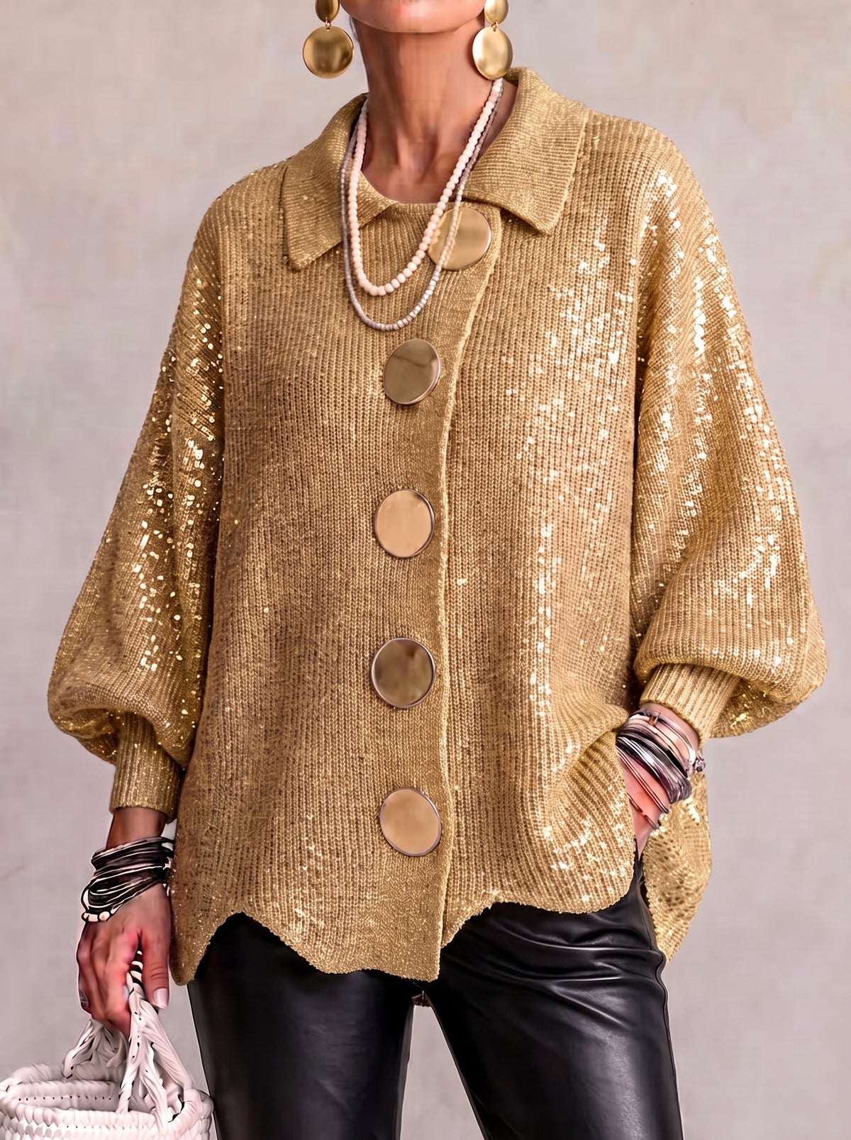 Karina – Oversized Collared Button Cardigan