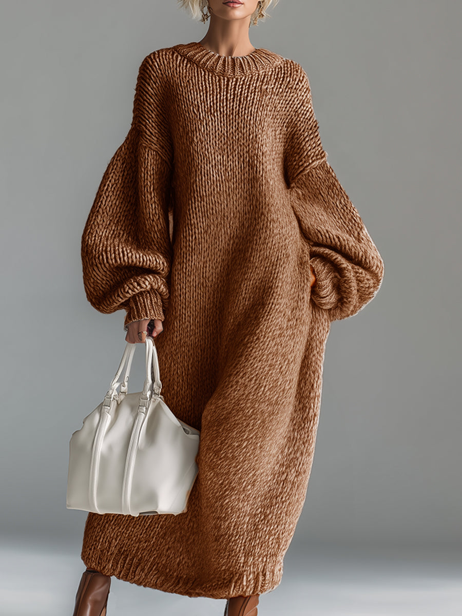 Greta – Oversized Knit Sweater Maxi Dress