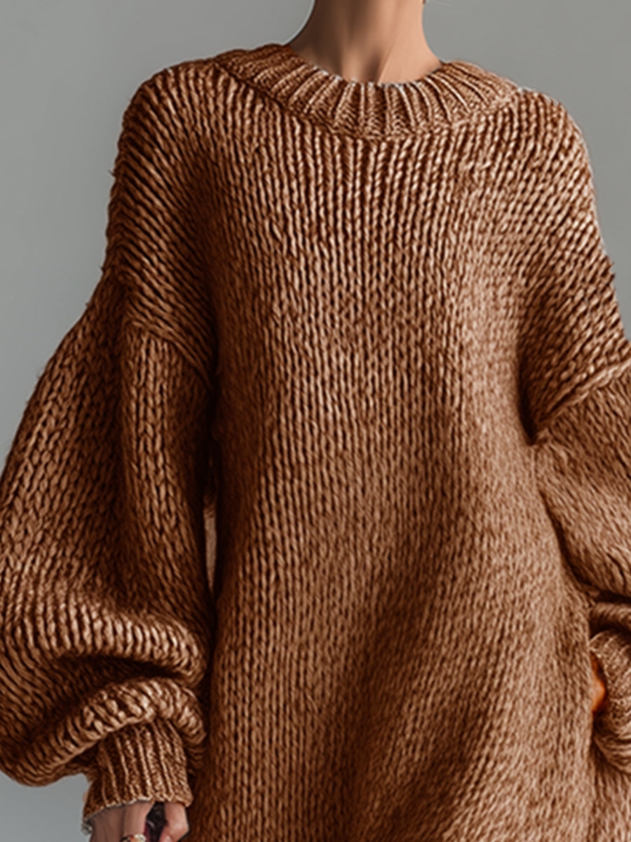 Greta – Oversized Knit Sweater Maxi Dress