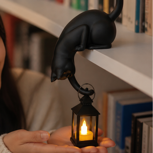 Shelf-Edge Cat LED Lantern