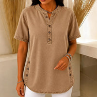 Avelyn – Henley Tunic Top with Side Buttons