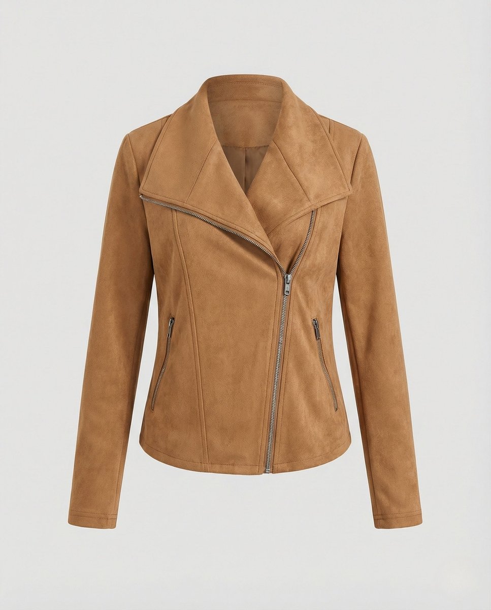 Corinna | Suede-Look Moto Jacket