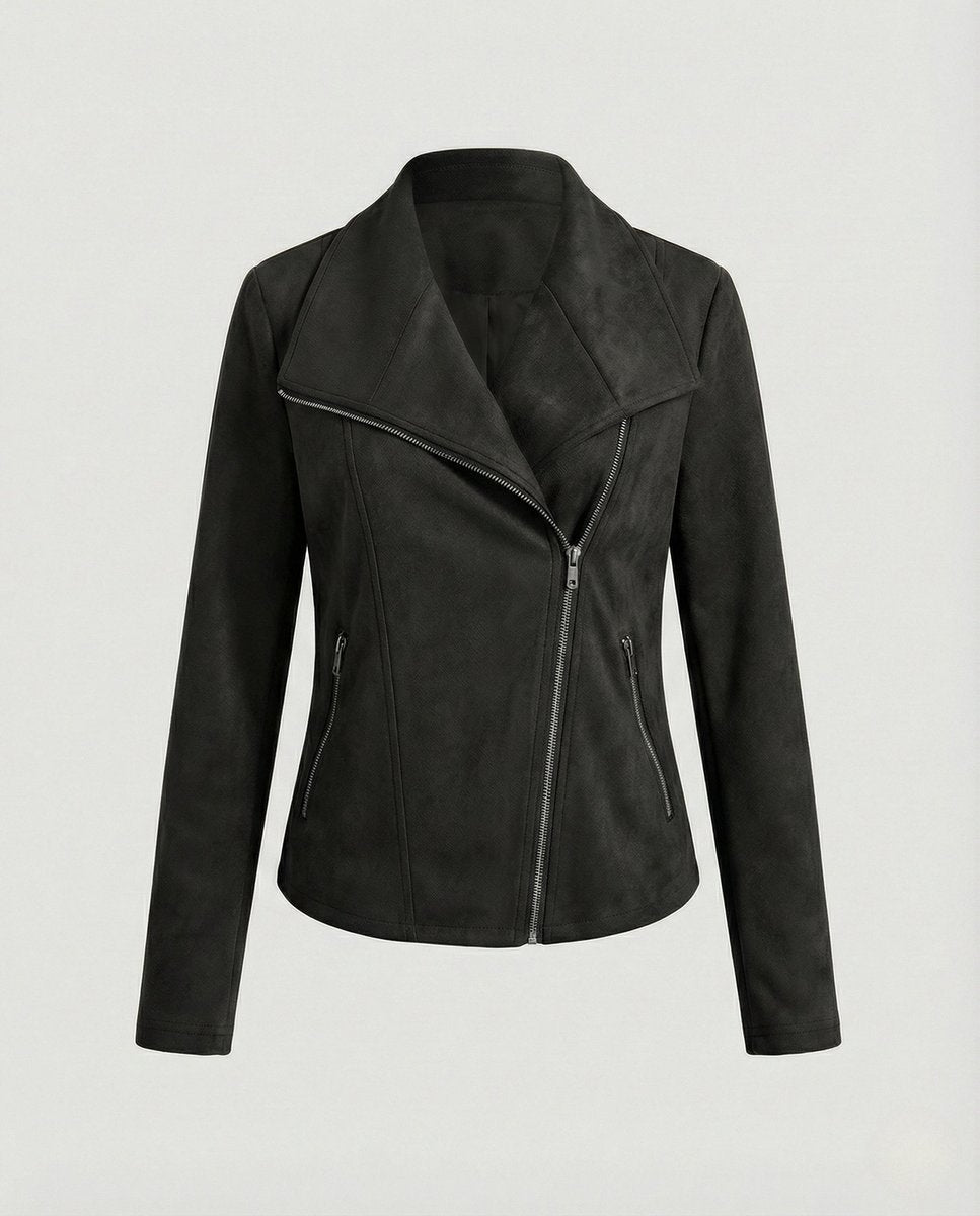 Corinna | Suede-Look Moto Jacket