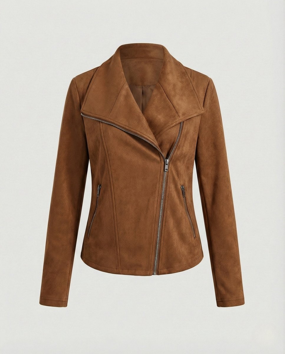 Corinna | Suede-Look Moto Jacket
