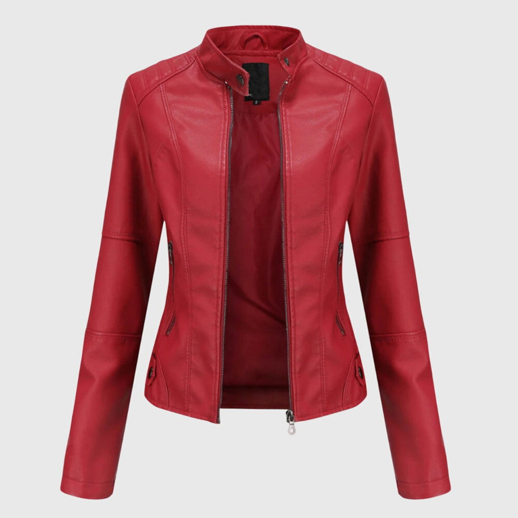 Marissa | Slim Moto Jacket with Stand Collar