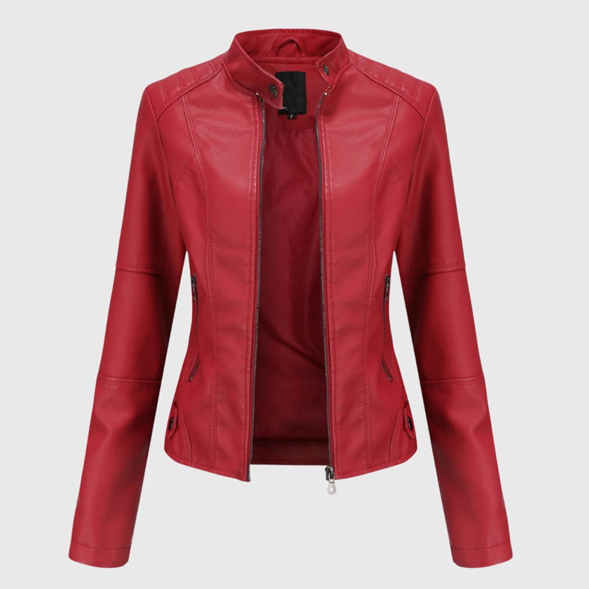 Marissa | Slim Moto Jacket with Stand Collar